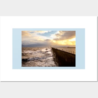 Stormy weather at Tynemouth Pier Posters and Art